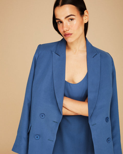 SIRAY BLUE DOUBLE BREASTED BLAZER