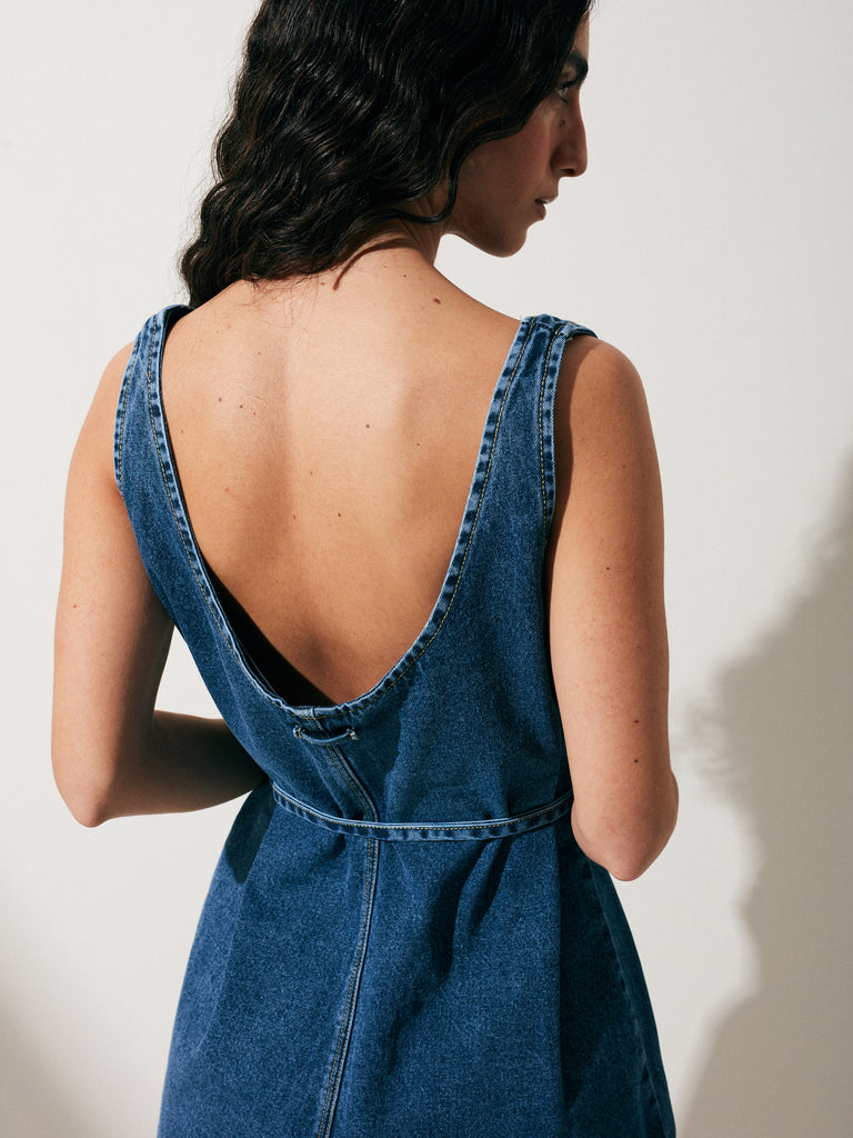 VESTIDO DENIM CASTAÑETA AZUL