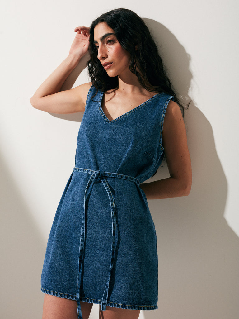 VESTIDO DENIM CASTAÑETA AZUL