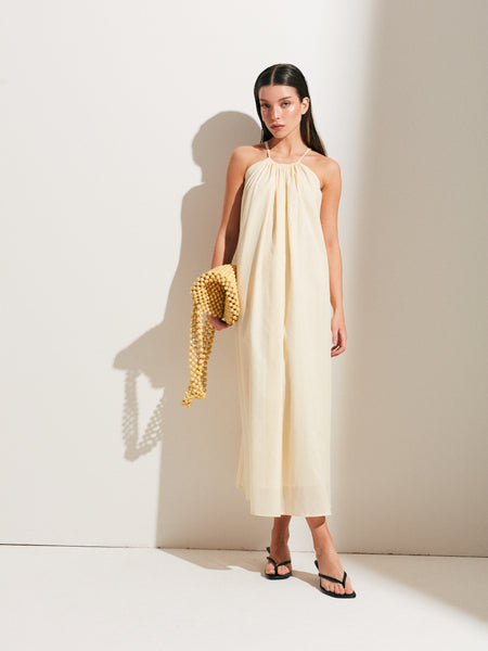 YURAK YELLOW HALTER DRESS