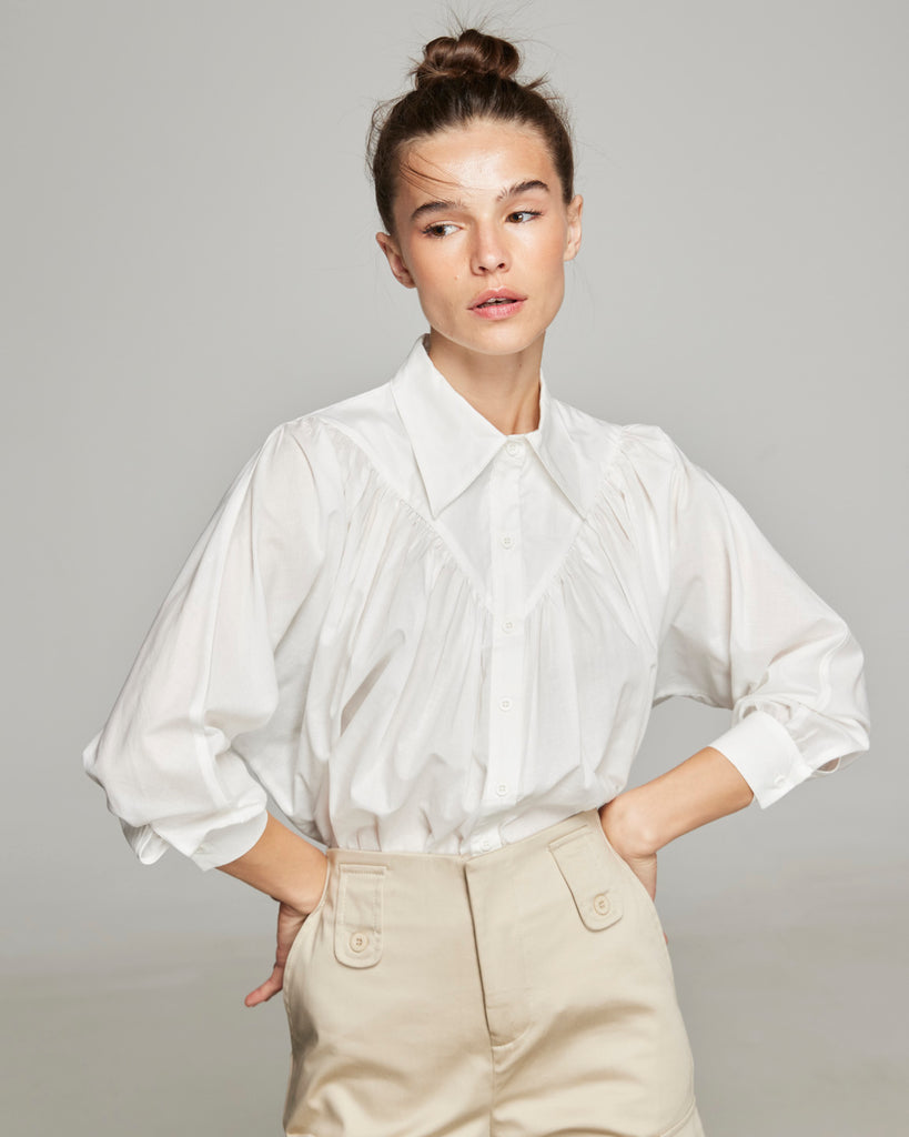 BLUSA DRAPEADA NANZU BLANCA