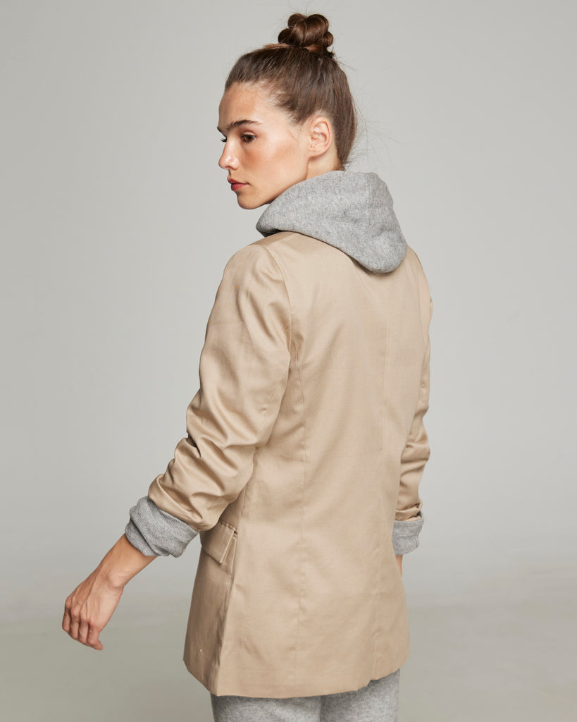 BEIGE DRILL DOUBLE BREASTED BLAZER