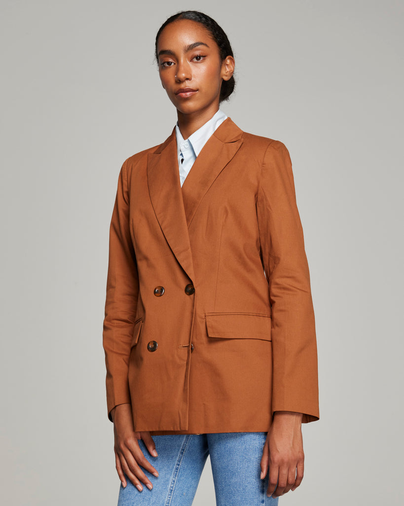 CAMEL DRILL DOUBLE BREASTED BLAZER